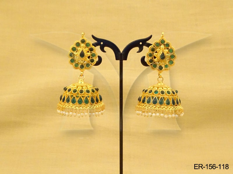 Paan Kemp Jhumki Earrings