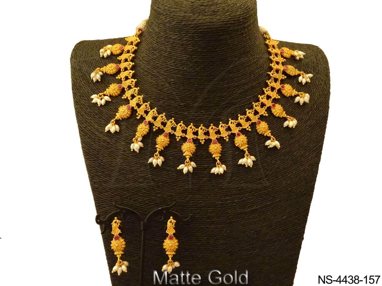 Designer Style Kempu Necklace Set